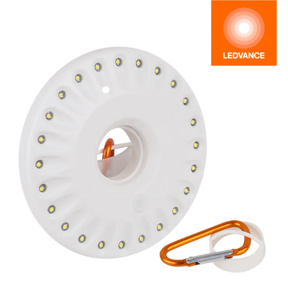 Фото Фонарь кемпинговый Ledvance на батарейках встроенные светодиоды 120 лм 1.2 Вт цвет оранжевый/серебристый