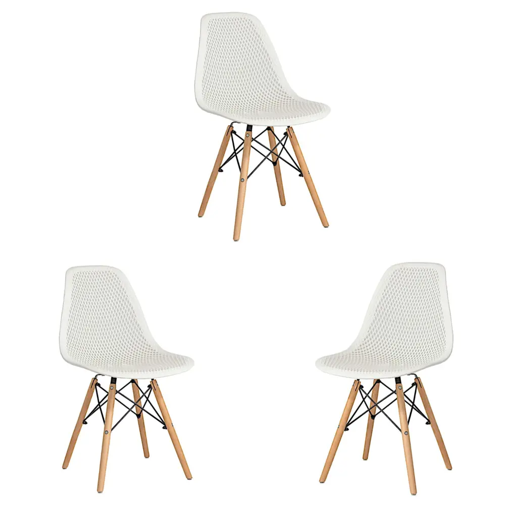 Фото Стул кухонный Стулбержи со спинкой Eames Mesh 3 шт белый Фото Стул кухонный Стулбержи со спинкой Eames Mesh 3 шт белый