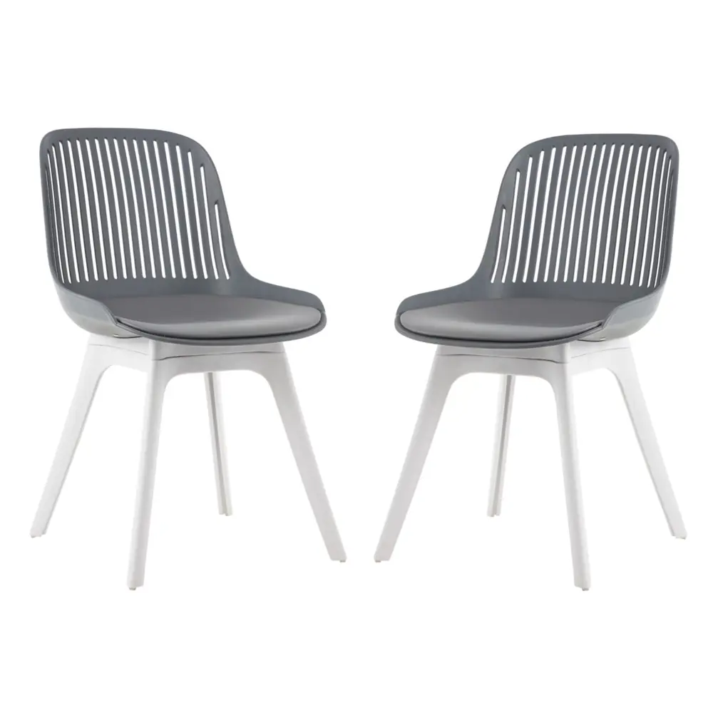 Фото Стул мягкий для гостиной кухни дома Grace Plus 2 шт серый опоры белые Фото Стул мягкий для гостиной кухни дома Grace Plus 2 шт серый опоры белые