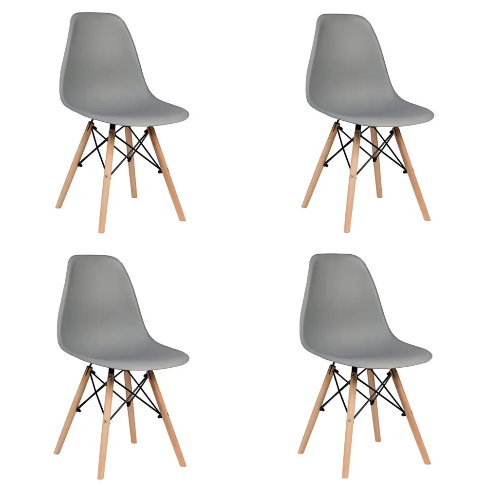 Фото Стулья для кухни Стулбержи Eames 4 шт со спинкой темно-серый Фото Стулья для кухни Стулбержи Eames 4 шт со спинкой темно-серый