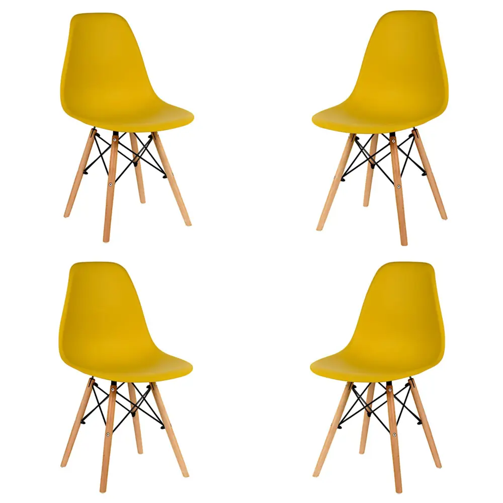 Фото Стулья для кухни Стулбержи Eames 4 шт со спинкой горчичный Фото Стулья для кухни Стулбержи Eames 4 шт со спинкой горчичный