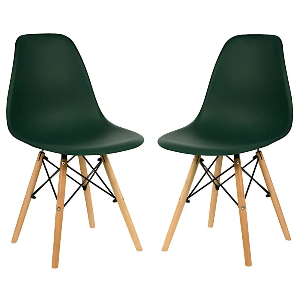 Фото Стулья для кухни Стулбержи со спинкой Eames 2 шт темно-зеленый Фото Стулья для кухни Стулбержи со спинкой Eames 2 шт темно-зеленый