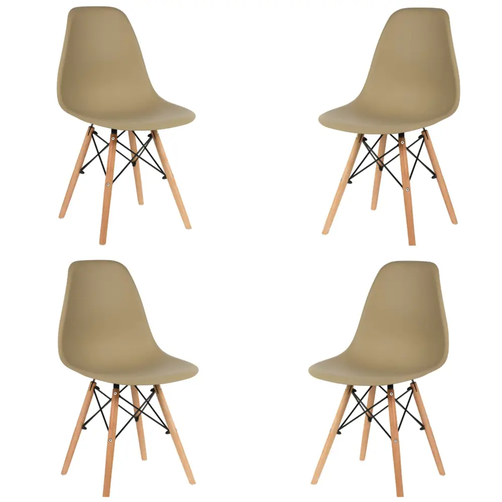 Фото Стулья для кухни Стулбержи Eames 4 шт со спинкой кофе с молоком Фото Стулья для кухни Стулбержи Eames 4 шт со спинкой кофе с молоком