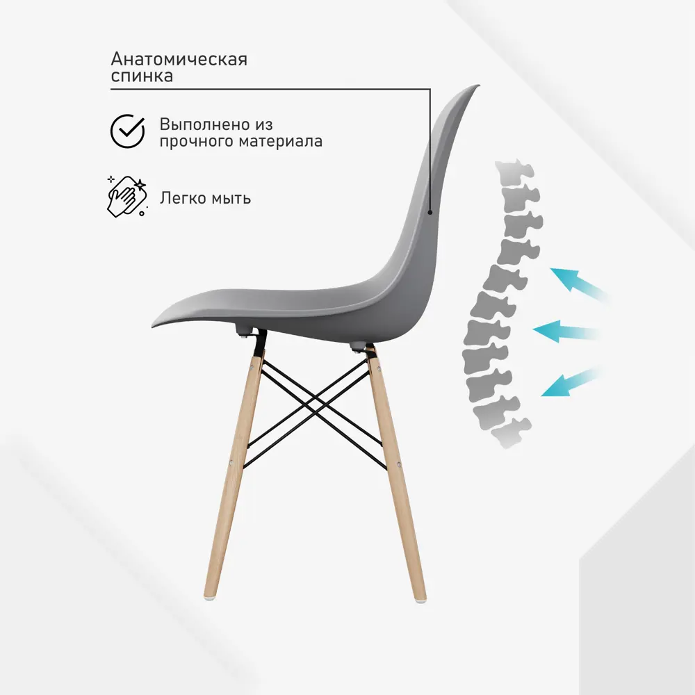 Фото 3 Стулья для кухни Стулбержи Eames 4 шт со спинкой кофе с молоком Фото 3 Стулья для кухни Стулбержи Eames 4 шт со спинкой кофе с молоком