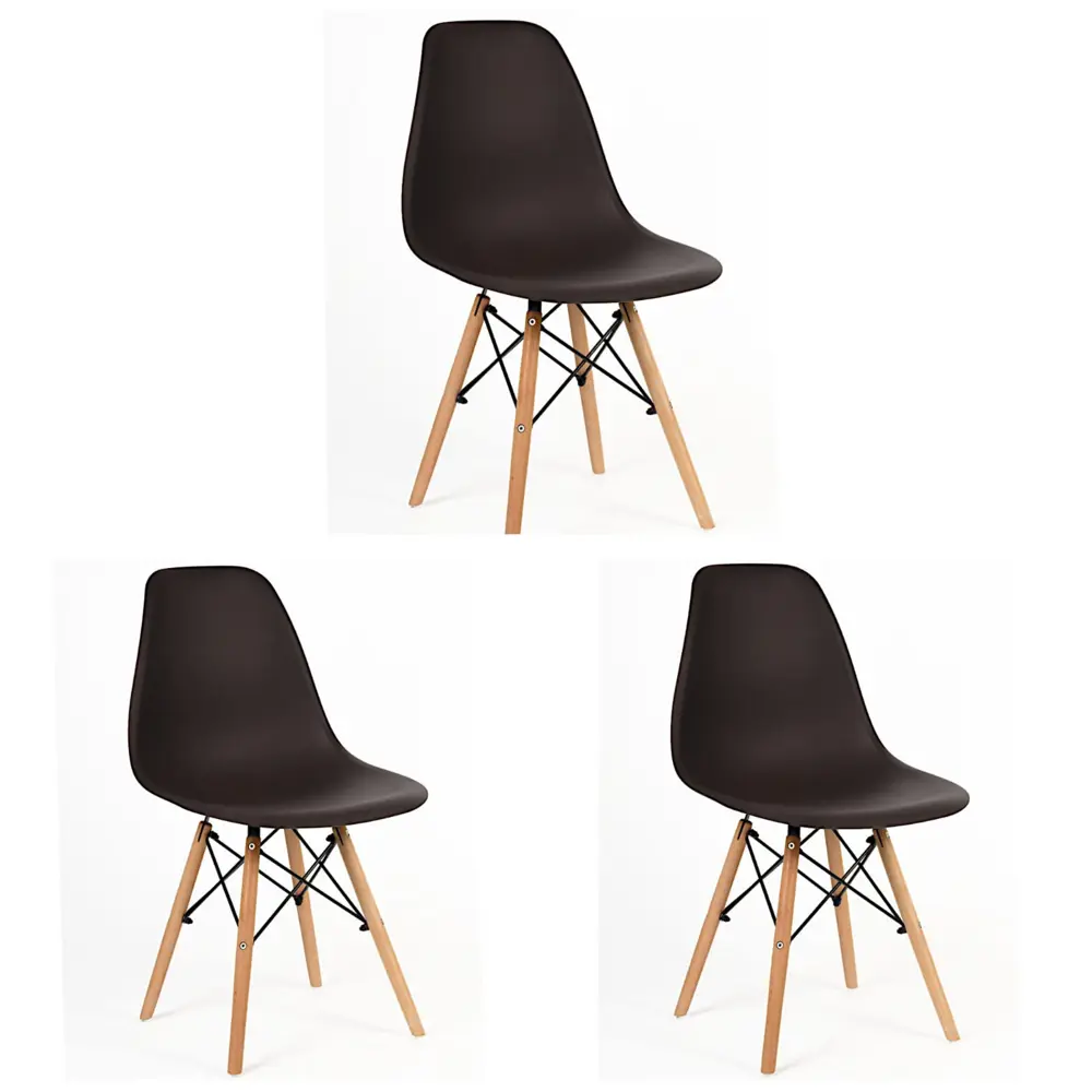 Фото Стулья для кухни Стулбержи со спинкой Eames 3 шт горький шоколад Фото Стулья для кухни Стулбержи со спинкой Eames 3 шт горький шоколад
