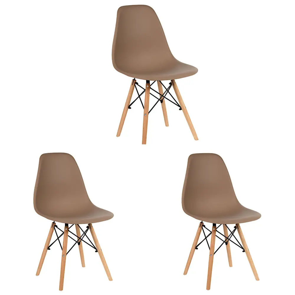 Фото Стулья для кухни Стулбержи со спинкой Eames 3 шт латте Фото Стулья для кухни Стулбержи со спинкой Eames 3 шт латте