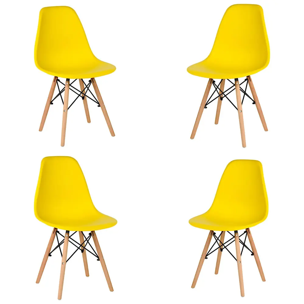 Фото Стулья для кухни Стулбержи Eames 4 шт со спинкой желтый Фото Стулья для кухни Стулбержи Eames 4 шт со спинкой желтый