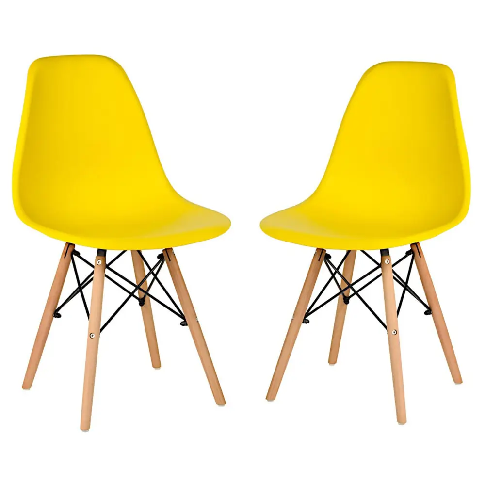 Фото Стулья для кухни Стулбержи со спинкой Eames 2 шт желтый Фото Стулья для кухни Стулбержи со спинкой Eames 2 шт желтый