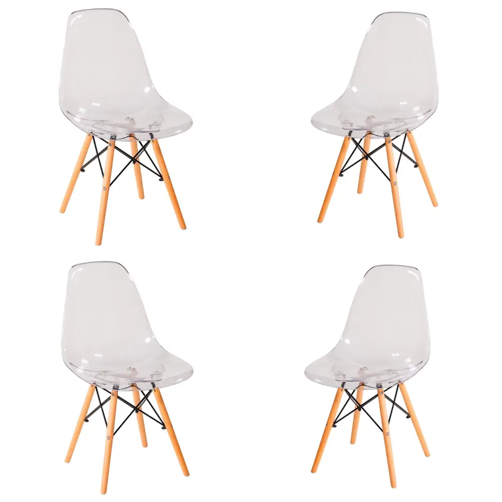 Фото Стулья для кухни Стулбержи Eames 4 шт со спинкой прозрачный Фото Стулья для кухни Стулбержи Eames 4 шт со спинкой прозрачный