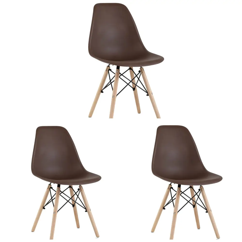 Фото Стулья для кухни Стулбержи со спинкой Eames 3 шт шоколад Фото Стулья для кухни Стулбержи со спинкой Eames 3 шт шоколад