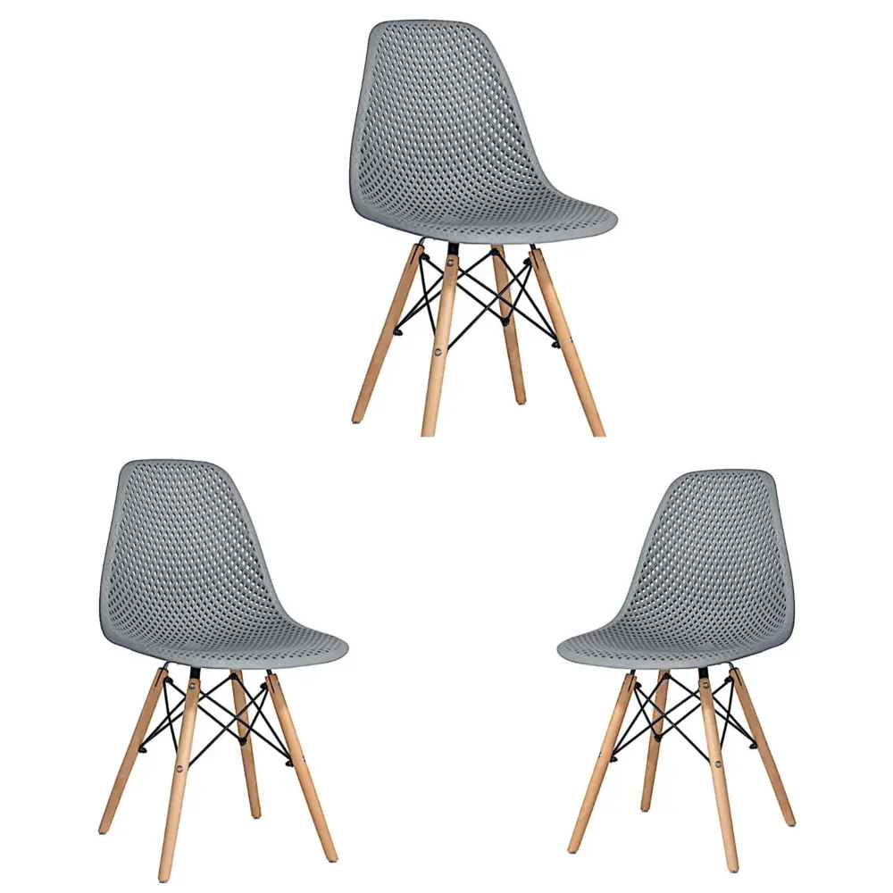 Фото Стулья для кухни Стулбержи комплект Eames Mesh 3 шт серый Фото Стулья для кухни Стулбержи комплект Eames Mesh 3 шт серый