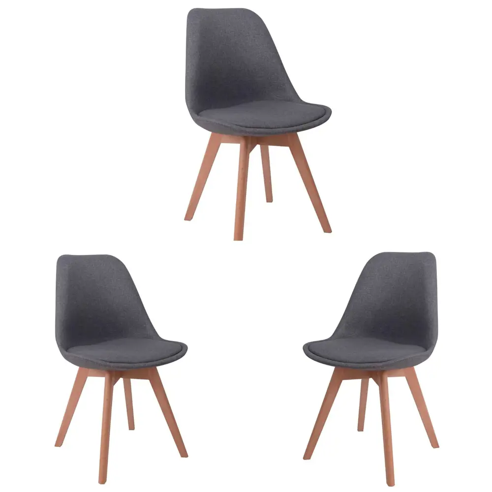 Фото Стулья мягкие для кухни со спинкой Frankfurt 3 шт. ткань серый