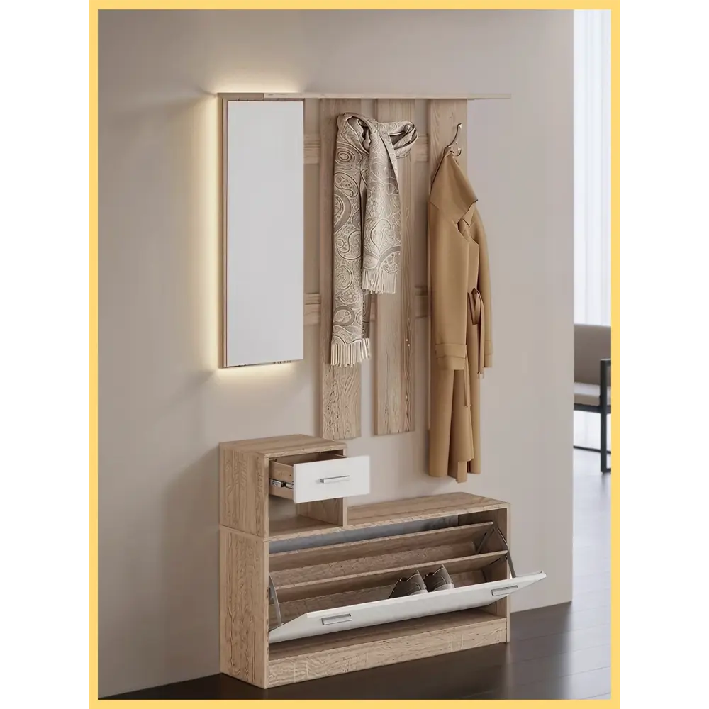 Фото 4 Комплект мебели для прихожей Первый гипермаркет мебели Империал интер 100x191.6x27.8 см ЛДСП цвет дуб сонома/белый Фото 4 Комплект мебели для прихожей Первый гипермаркет мебели Империал интер 100x191.6x27.8 см ЛДСП цвет дуб сонома/белый