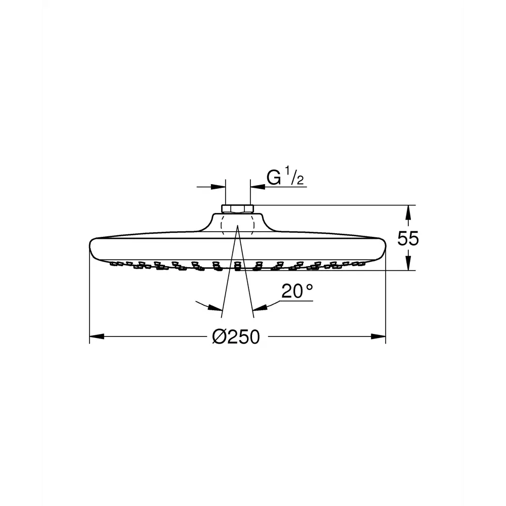 Фото 2 Лейка для верхнего душа Grohe 26662000 круг цвет хром Фото 2 Лейка для верхнего душа Grohe 26662000 круг цвет хром