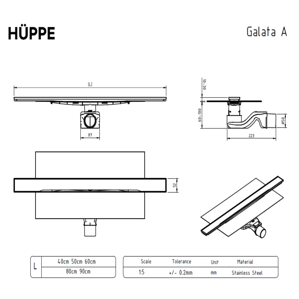 Фото 3 Душевой трап горизонтальный с поворотным механизмом Huppe мокрый затвор 600x520 мм 47H00210000MS014 Фото 3 Душевой трап горизонтальный с поворотным механизмом Huppe мокрый затвор 600x520 мм 47H00210000MS014
