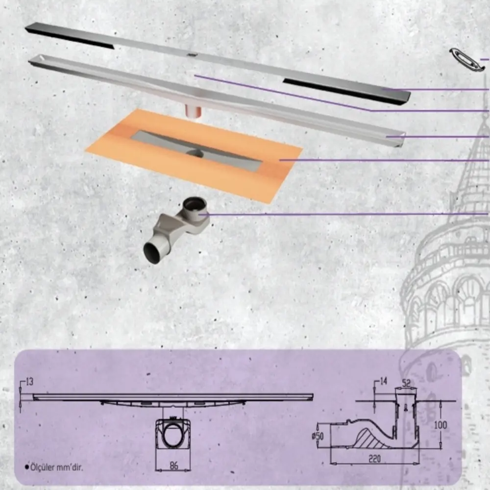 Фото 2 Душевой трап горизонтальный с поворотным механизмом Huppe мокрый затвор 600x520 мм 47H00210000MS014 Фото 2 Душевой трап горизонтальный с поворотным механизмом Huppe мокрый затвор 600x520 мм 47H00210000MS014