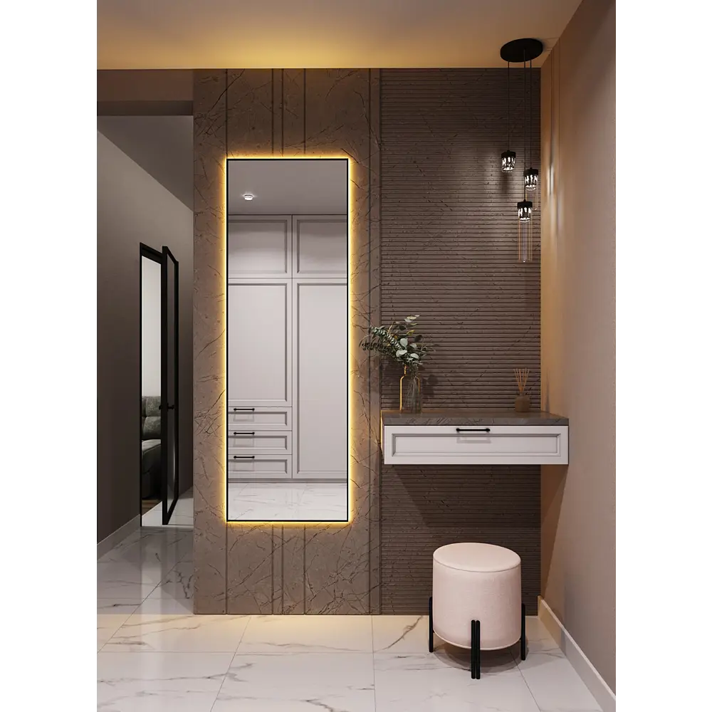 Фото 3 Зеркало с подсветкой One Mirror в алюминиевой раме настенное 180х70см свет теплый белый цвет черное