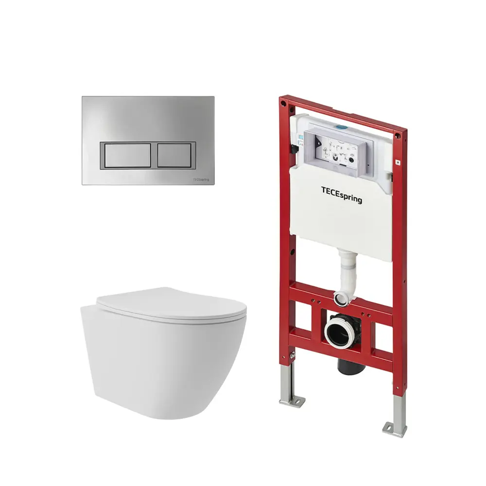 Фото 4 Инсталляция TECE spring с прямоугольными клавишами хром глянцевый унитаз подвесной безободковый ADT Long 52x36.5 Vortex белый матовый овал Фото 4 Инсталляция TECE spring с прямоугольными клавишами хром глянцевый унитаз подвесной безободковый ADT Long 52x36.5 Vortex белый матовый овал