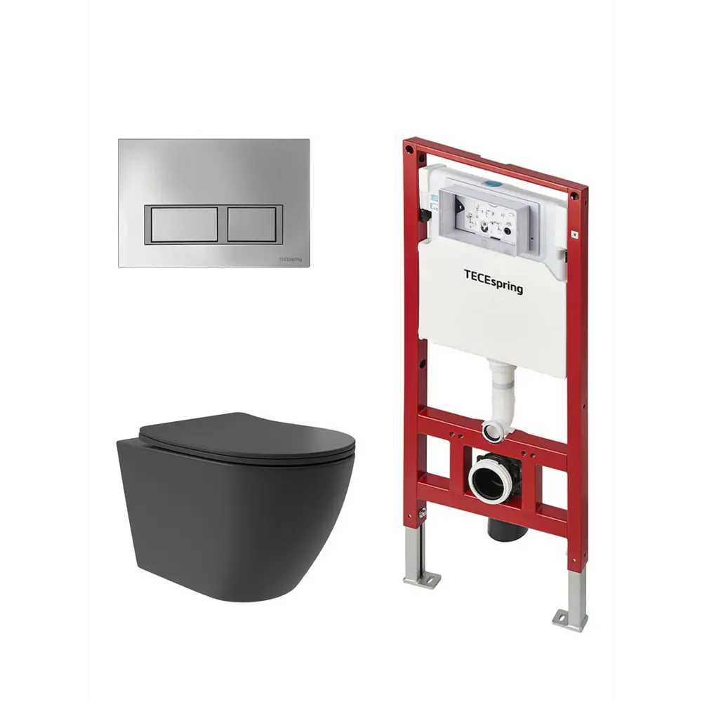 Фото 4 Инсталляция TECE spring с прямоугольными клавишами хром глянцевый унитаз подвесной безободковый ADT Long 52x36.5, Vortex, черный матовый, овал Фото 4 Инсталляция TECE spring с прямоугольными клавишами хром глянцевый унитаз подвесной безободковый ADT Long 52x36.5, Vortex, черный матовый, овал