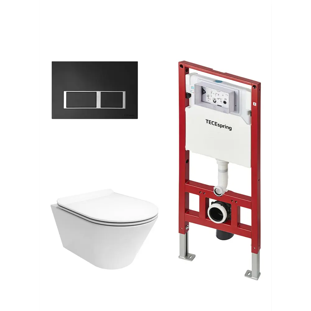 Фото 4 Комплект инсталляции Tecespring с клавишей с прямоугольными кнопками черный и унитаз Kerama Marazzi Plaza Modern Торнадо белый глянц Фото 4 Комплект инсталляции Tecespring с клавишей с прямоугольными кнопками черный и унитаз Kerama Marazzi Plaza Modern Торнадо белый глянц