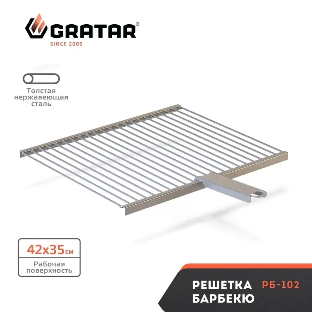 Фото 3 Гриль для барбекю Gratar РБ102 36x2x42 см нержавеющая сталь