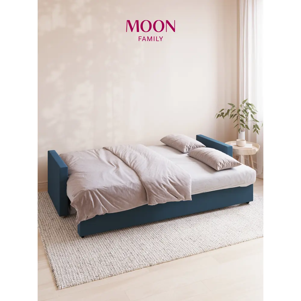 Фото 5 Диван раскладной Moon family 133 218x88x101 см велюр цвет синий Фото 5 Диван раскладной Moon family 133 218x88x101 см велюр цвет синий