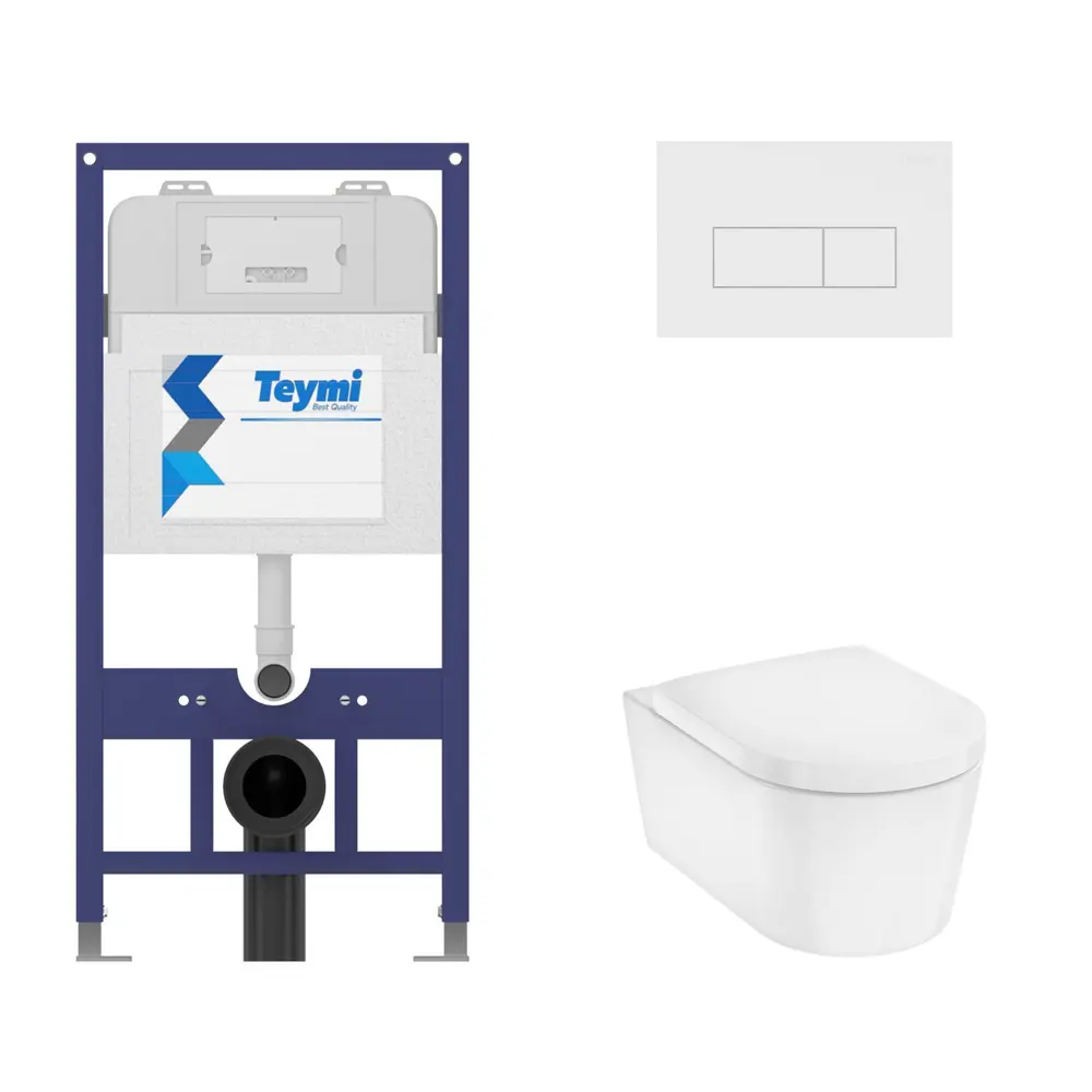 Фото 4 Инсталляция Teymi Aina 52 T70011 с клавишей Helmi белый матовый T70018WM и унитаз Hansgrohe EluPura Original S 54x36, AquaFall микролифт белый