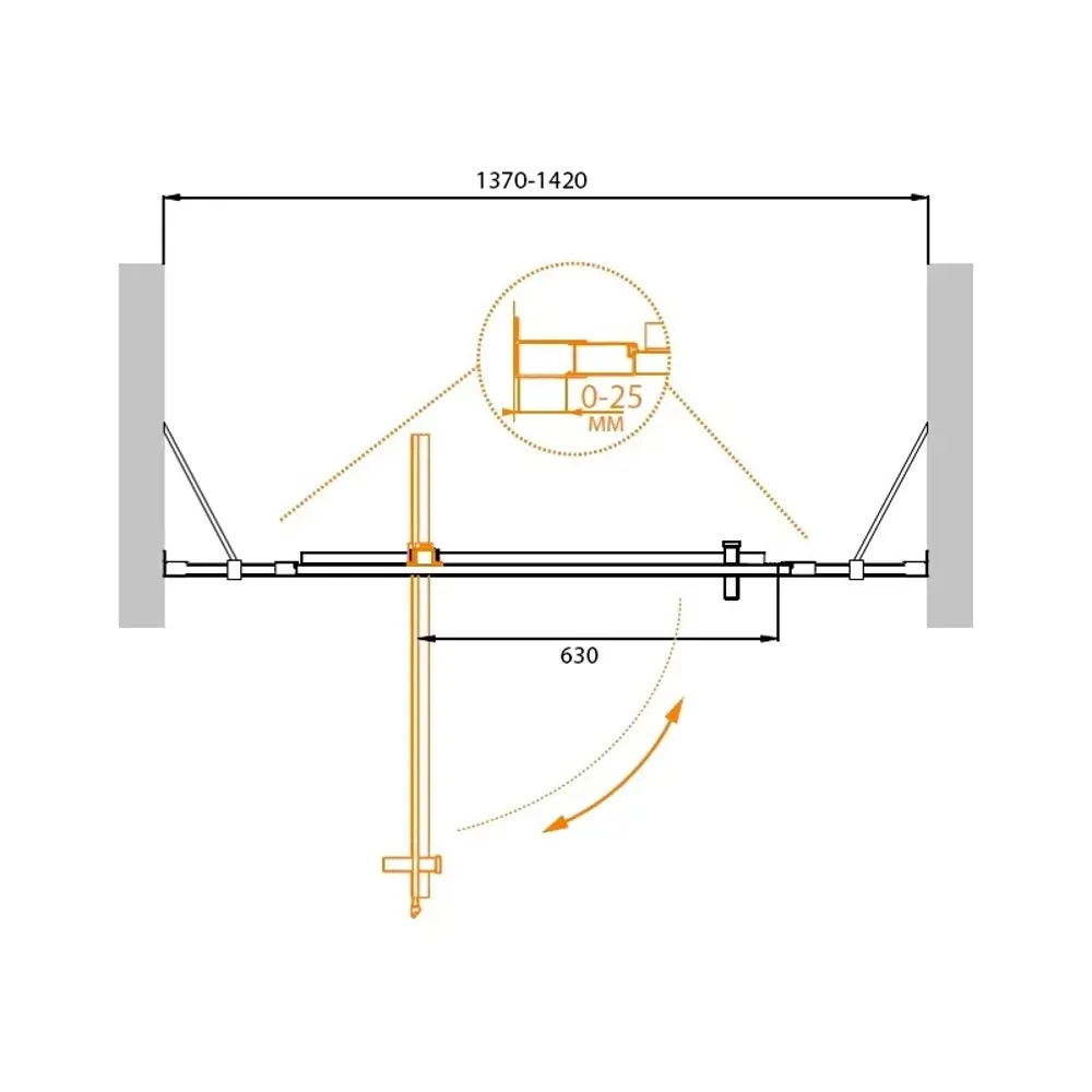 Фото 2 Душевая дверь Cezares Molveno BA-12-90+50-C-Cr-IV 140см эффект стекла прозрачный распашной Фото 2 Душевая дверь Cezares Molveno BA-12-90+50-C-Cr-IV 140см эффект стекла прозрачный распашной