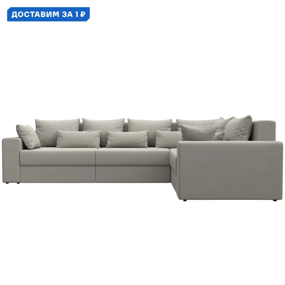 Фото Диван угловой Майами Long правый угол Лига диванов 122905 330x96x230 см рогожка цвет амур 02 бежевый