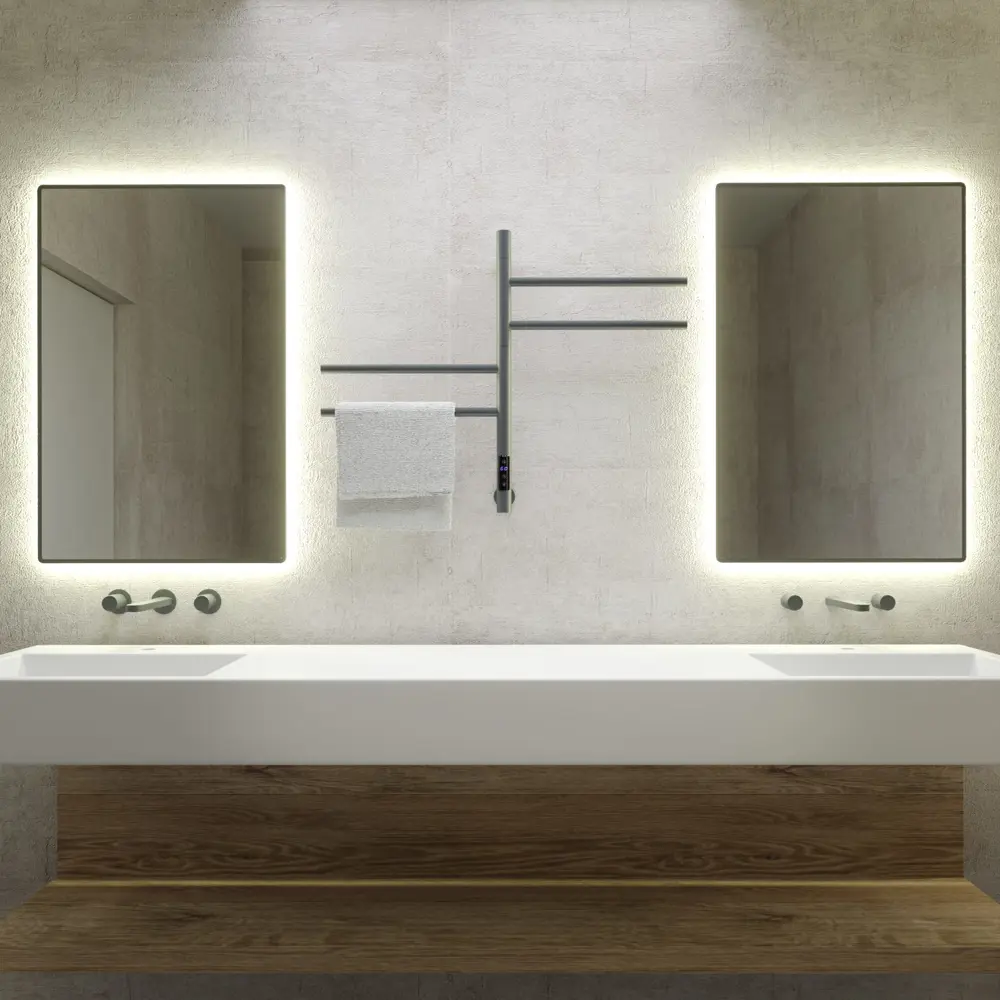 Фото Полотенцесушитель электрический Vincea VTD-1S1 430x597 мм 65 Вт с терморегулятором Е-образный цвет темно-серый