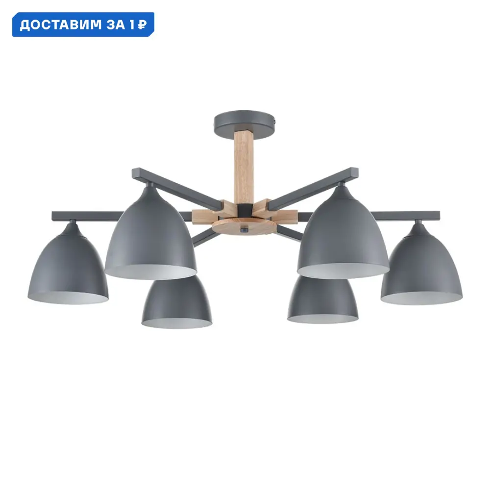 Фото Люстра потолочная Lumion Colange Lmn_8096_6c 6 ламп 18 м² цвет серый Фото Люстра потолочная Lumion Colange Lmn_8096_6c 6 ламп 18 м² цвет серый