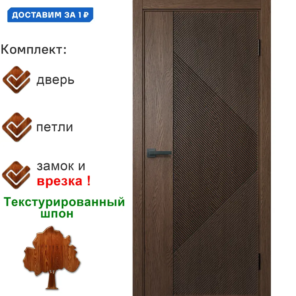 Фото Дверь межкомнатная Wanmark Синди-13 глухая 90х200см шпон цвет текстурированный орех с патиной с замком и петлями Фото Дверь межкомнатная Wanmark Синди-13 глухая 90х200см шпон цвет текстурированный орех с патиной с замком и петлями