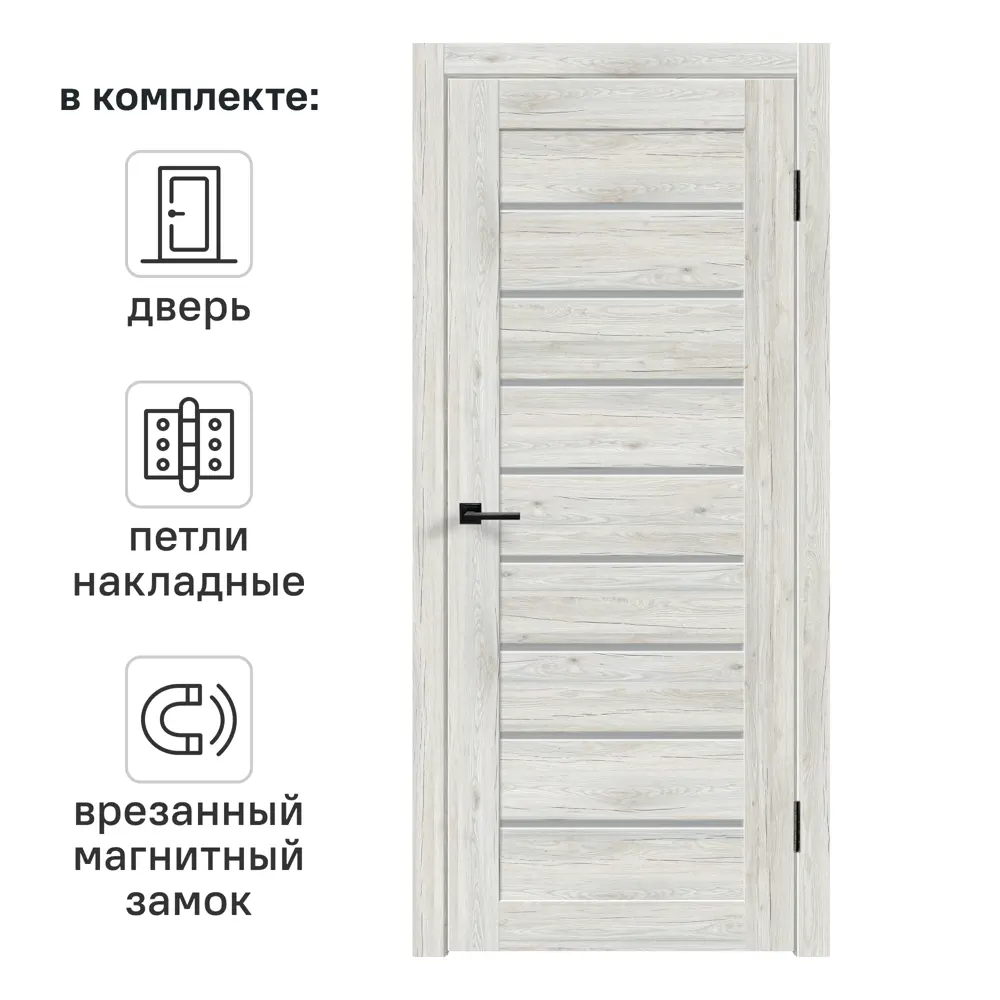 Фото Дверь межкомнатная остекленная с замком и петлями в комплекте Тиволи 80x200 см ПВХ цвет рустик серый Фото Дверь межкомнатная остекленная с замком и петлями в комплекте Тиволи 80x200 см ПВХ цвет рустик серый
