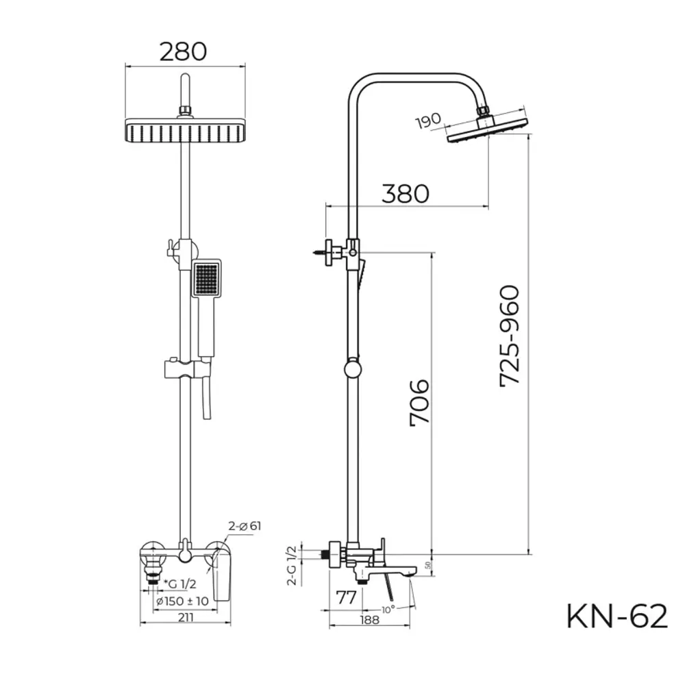 Фото 2 Душевая система Knotlor KN-62-GM-LM 3 режимная цвет вороненая сталь Фото 2 Душевая система Knotlor KN-62-GM-LM 3 режимная цвет вороненая сталь