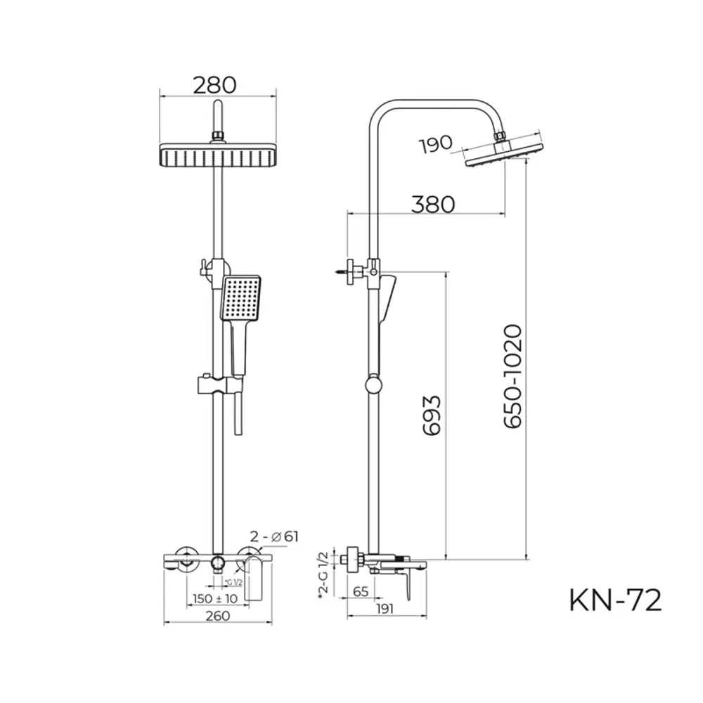 Фото 2 Душевая система Knotlor KN-72-BL-LM 3 режимная цвет черный Фото 2 Душевая система Knotlor KN-72-BL-LM 3 режимная цвет черный