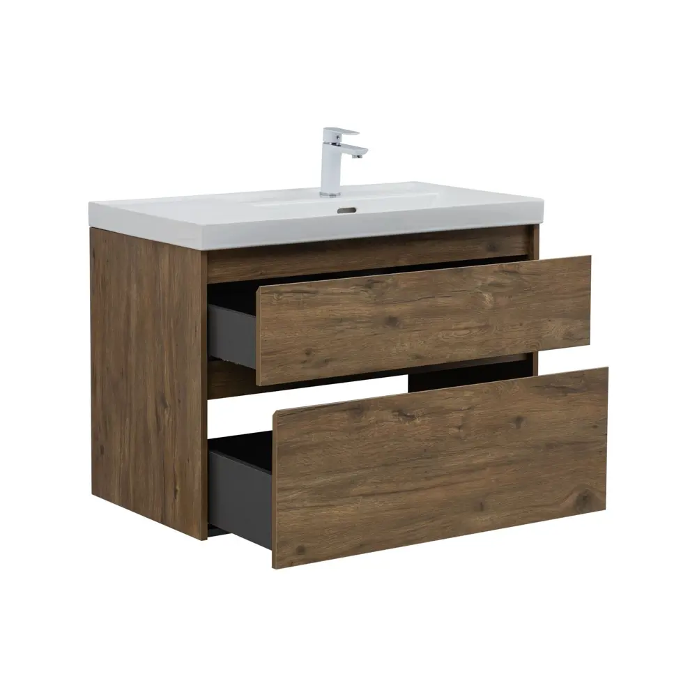 Фото 14 Тумба под раковину подвесная Aquanet 00346317 88.5см цвет дуб рустикальный