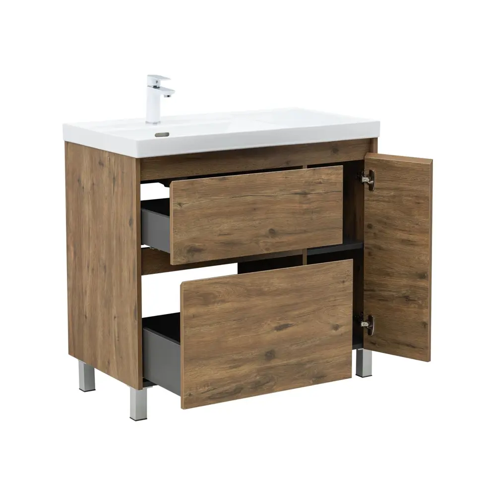 Фото 14 Тумба под раковину подвесная Aquanet 00346346 88.5см цвет дуб рустикальный