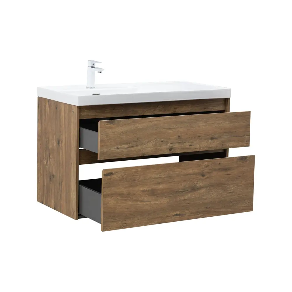 Фото 14 Тумба под раковину подвесная Aquanet 00346320 98.5см цвет дуб рустикальный