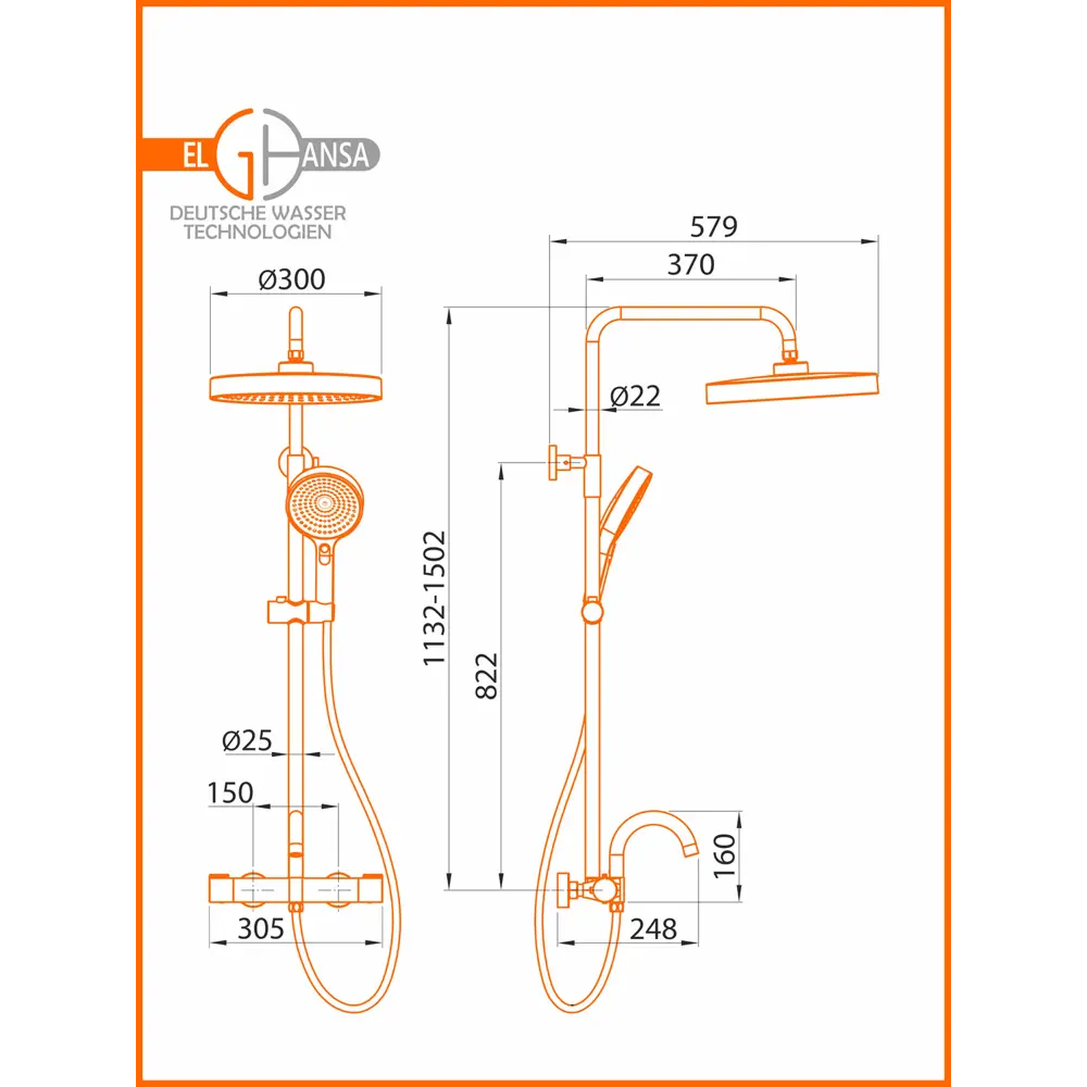 Фото 7 Душевая система Elghansa 6747157-2X-Gun с термостатом 3 режимная цвет оружейная сталь Фото 7 Душевая система Elghansa 6747157-2X-Gun с термостатом 3 режимная цвет оружейная сталь