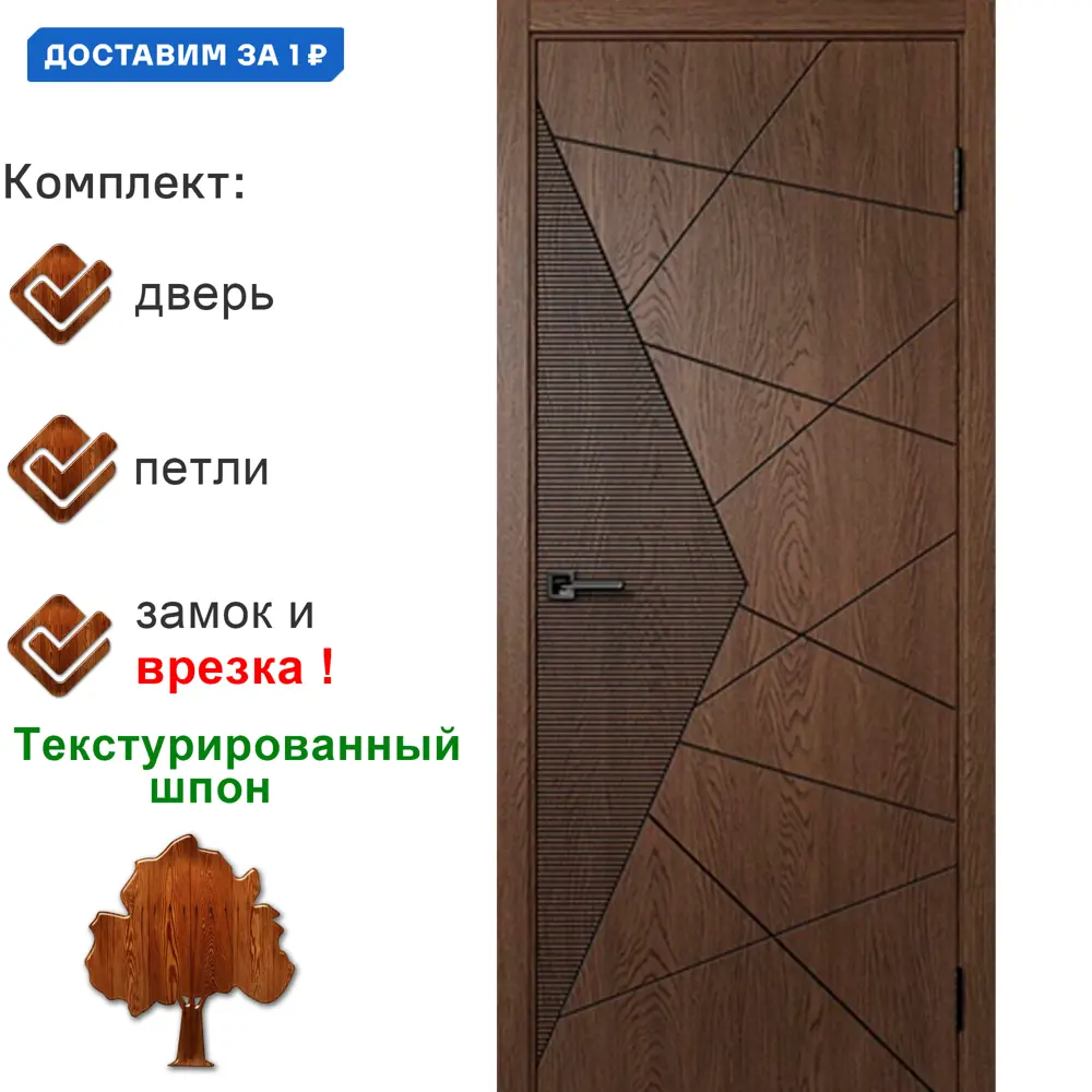 Фото Дверь межкомнатная Wanmark Синди-2 глухая 80х200см цвет орех текстурированный с замком и петлями Фото Дверь межкомнатная Wanmark Синди-2 глухая 80х200см цвет орех текстурированный с замком и петлями