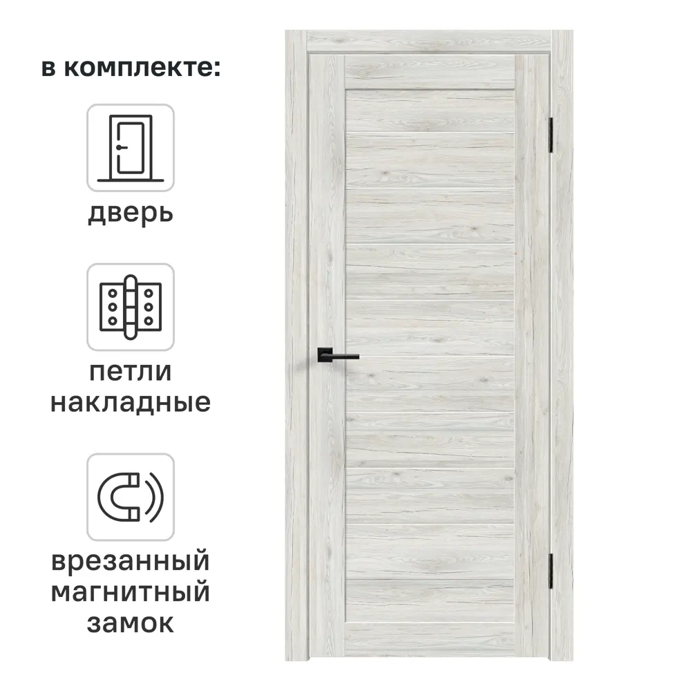 Фото Дверь межкомнатная глухая с замком и петлями в комплекте Тиволи 90x200 см ПВХ цвет рустик серый Фото Дверь межкомнатная глухая с замком и петлями в комплекте Тиволи 90x200 см ПВХ цвет рустик серый