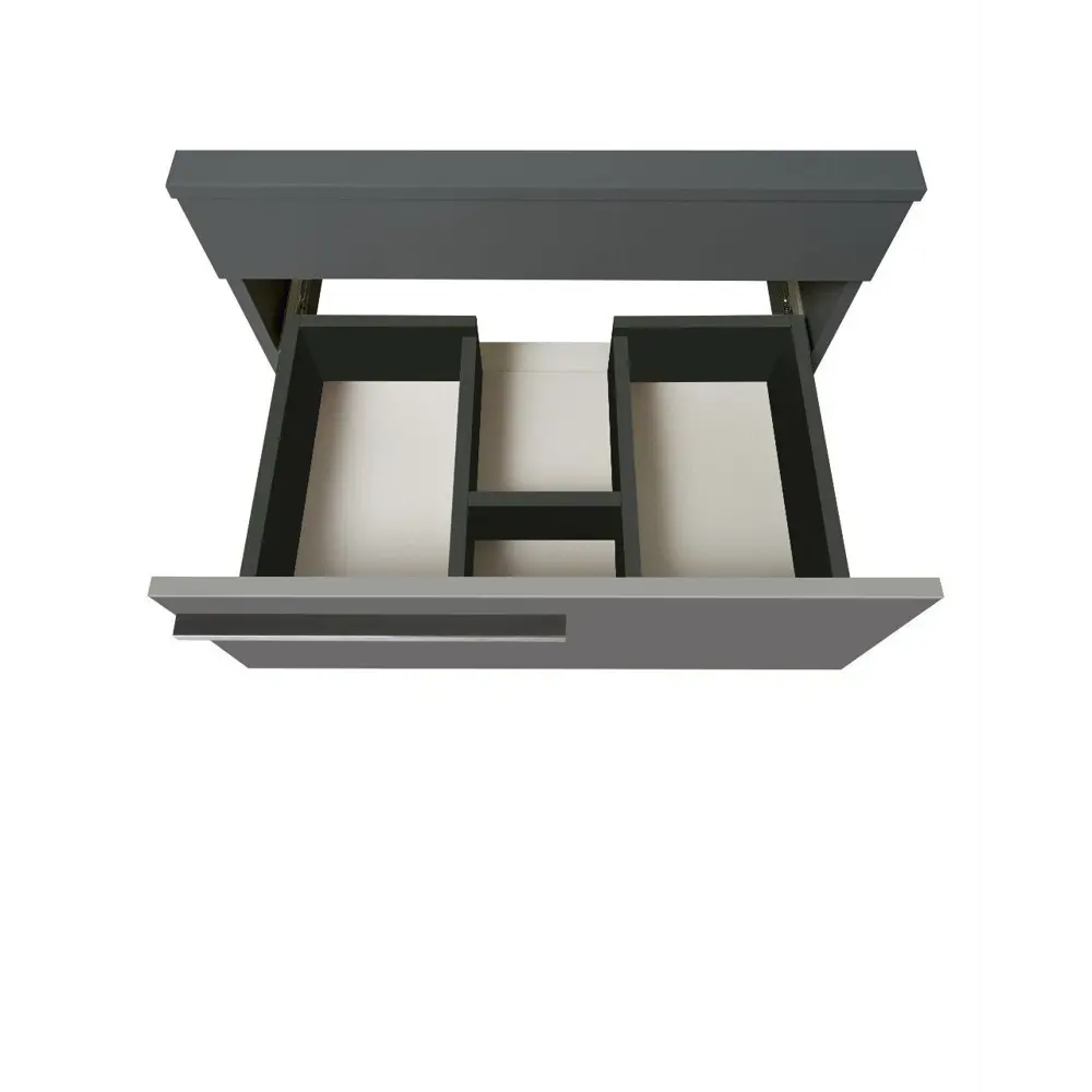 Фото 5 Тумба с раковиной подвесная Runo Вудлайн 65см цвет Темно-серый-серый раковина Sole