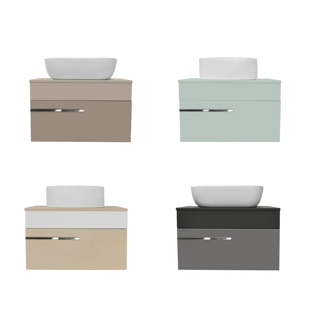 Фото 7 Тумба с раковиной подвесная Runo Вудлайн 65см цвет Темно-серый-серый раковина Terzo