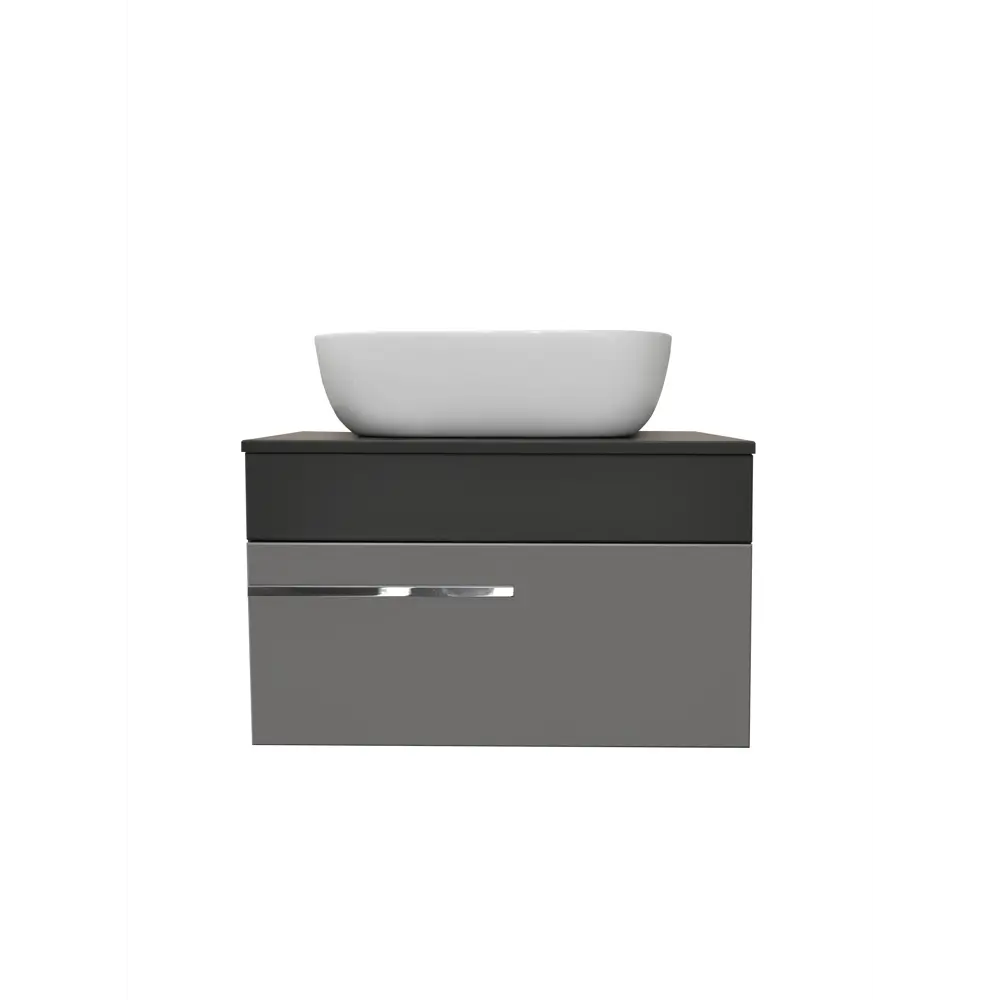 Фото 2 Тумба с раковиной подвесная Runo Вудлайн 65см цвет Темно-серый-серый раковина Poligono Фото 2 Тумба с раковиной подвесная Runo Вудлайн 65см цвет Темно-серый-серый раковина Poligono