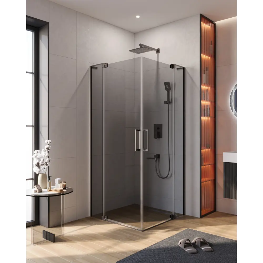 Фото Душевой уголок Cezares Slider квадрат 90x90см никелированный профиль эффект стекла тонированный SLIDER-A-2-90/100-GRIGIO-GM Фото Душевой уголок Cezares Slider квадрат 90x90см никелированный профиль эффект стекла тонированный SLIDER-A-2-90/100-GRIGIO-GM