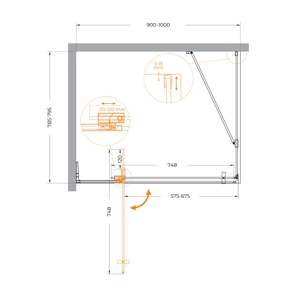 Фото 7 Душевой уголок Cezares Slider прямоугольный 90x80см золотистый профиль эффект стекла тонированный SLIDER-AH-1-80-90/100-BR-BORO Фото 7 Душевой уголок Cezares Slider прямоугольный 90x80см золотистый профиль эффект стекла тонированный SLIDER-AH-1-80-90/100-BR-BORO
