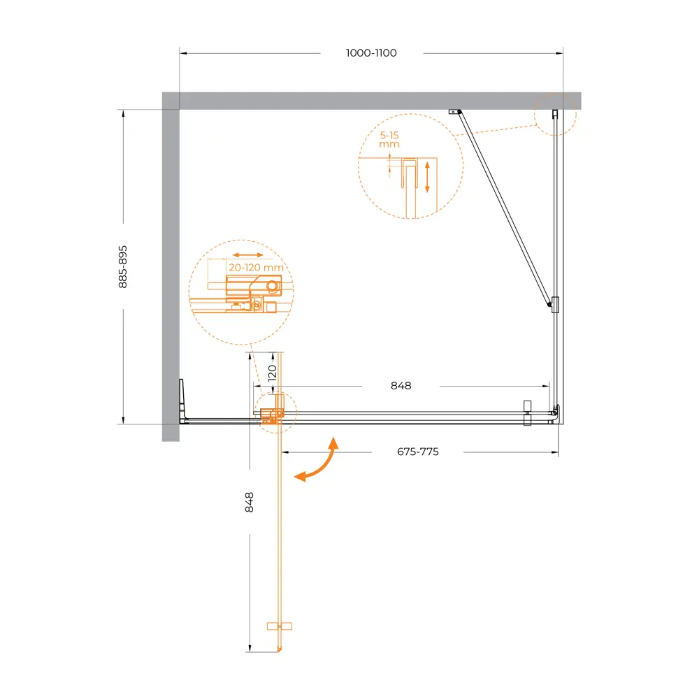 Фото 7 Душевой уголок Cezares Slider прямоугольный 100x90см никелированный профиль эффект стекла прозрачный Фото 7 Душевой уголок Cezares Slider прямоугольный 100x90см никелированный профиль эффект стекла прозрачный