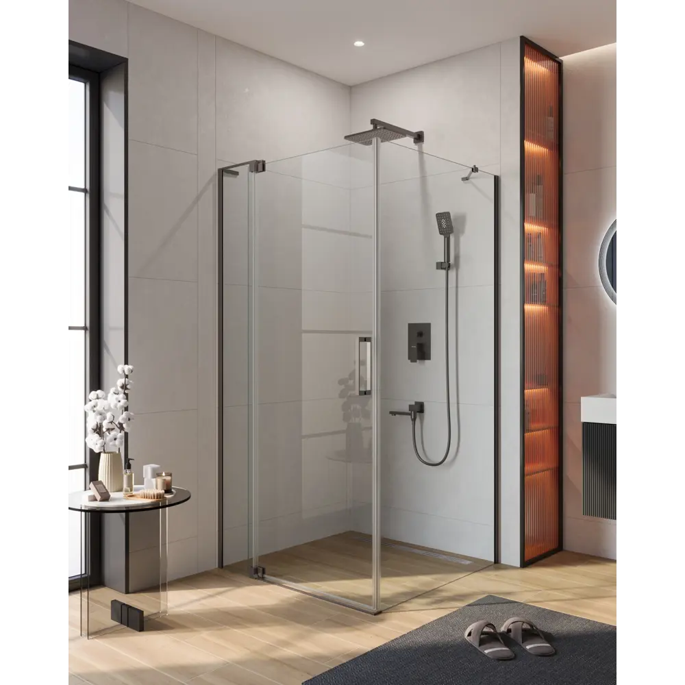 Фото Душевой уголок Cezares Slider прямоугольный 100x90см никелированный профиль эффект стекла прозрачный Фото Душевой уголок Cezares Slider прямоугольный 100x90см никелированный профиль эффект стекла прозрачный