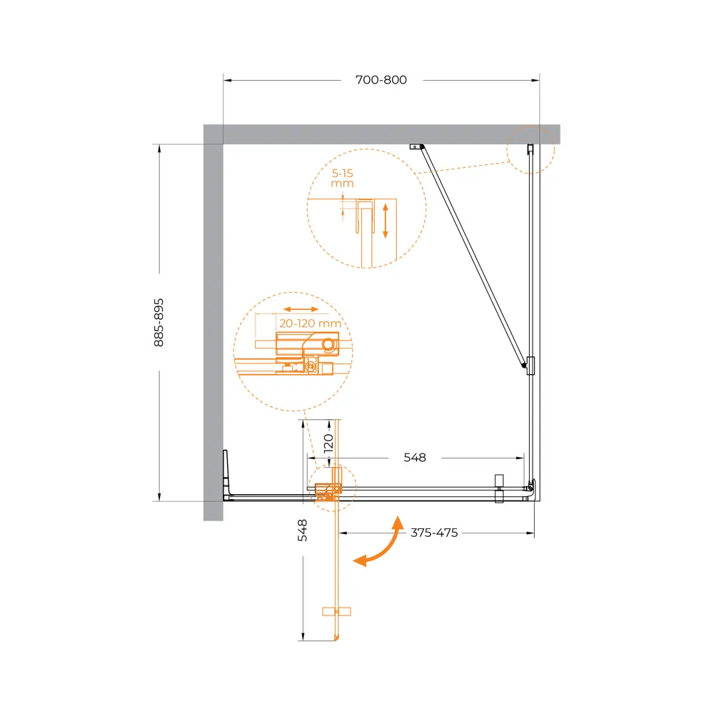 Фото 7 Душевой уголок Cezares Slider прямоугольный 70x90см золотистый профиль эффект стекла тонированный SLIDER-AH-1-90-70/80-BR-BORO Фото 7 Душевой уголок Cezares Slider прямоугольный 70x90см золотистый профиль эффект стекла тонированный SLIDER-AH-1-90-70/80-BR-BORO