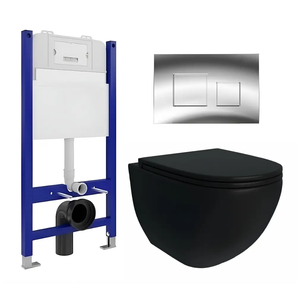 Фото Комплект инсталляция 3 в 1 Enio Tecnico EN8050050 с унитазом подвесным Unico BL EN4105055 и кнопка хром Cubo Фото Комплект инсталляция 3 в 1 Enio Tecnico EN8050050 с унитазом подвесным Unico BL EN4105055 и кнопка хром Cubo